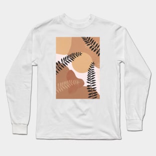 Neutral Abstract Botanical Fern Leaves 1 Long Sleeve T-Shirt